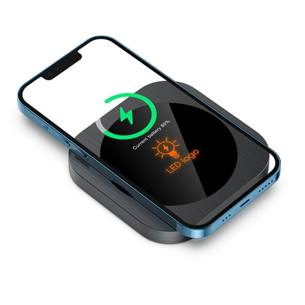 Cargador wireless con logo. Merchandising Innovador